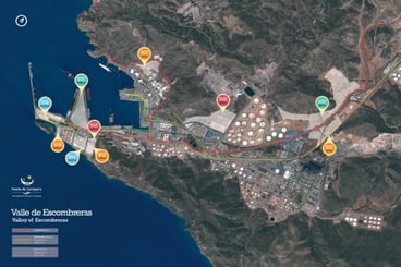 Ilustración 11. Accesos valle de escombreras existentes y a realizar. Aporte APC puerto de Cartagena. (1)