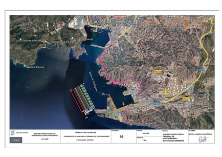 Ilustración 23. Plano vista en planta nueva terminal de contenedores dársena de escombreras Cartagena. TFM - MGB. (1)