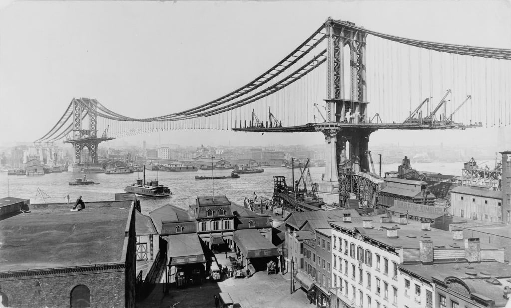 La asombrosa construcción del Puente Brooklyn