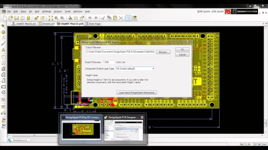 Interfaz del software DesignSpark PCB.