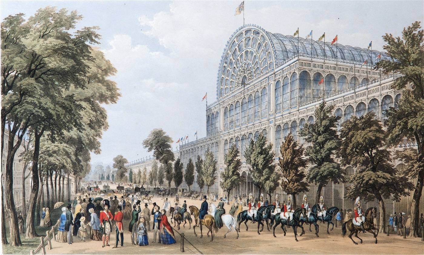 Imagen antigua del Palacio de Cristal en Londres construido para la Gran Exposición de 1851, fue en su día exponente de la arquitectura victoriana. 