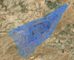 Figura 4. Superficie TIN “EG” (Existing Ground) creada a partir de la topografía proporcionada.
